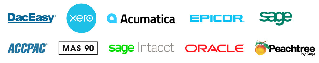 Logos of systems we can convert to Quickbooks